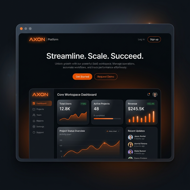 Modern dark web design UI mockup